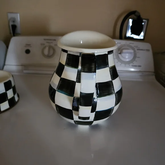 MacKenzie-Childs Black and White Enamel Pitcher - Picture 2 of 4